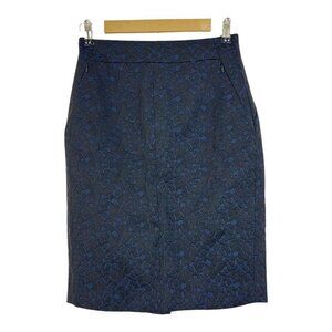 Classiques Entier Womens Size 8 Black Blue Brocade Straight Skirt